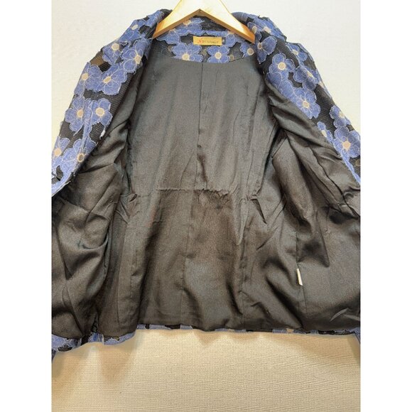 N by Nancy Women's 2 Button Casual Blazer Size M Navy Blue Floral Long Sleeve - Picture 5 of 15